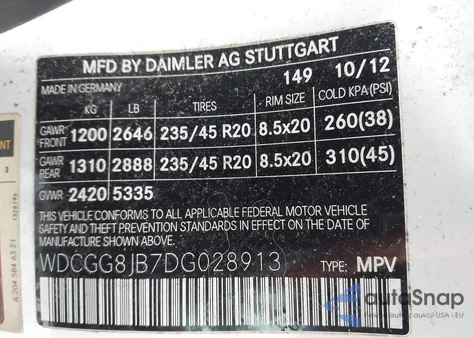 2013 Mercedes-Benz Glk 350 4Matic из США, поврежденный, VIN WDCGG8JB7DG028913